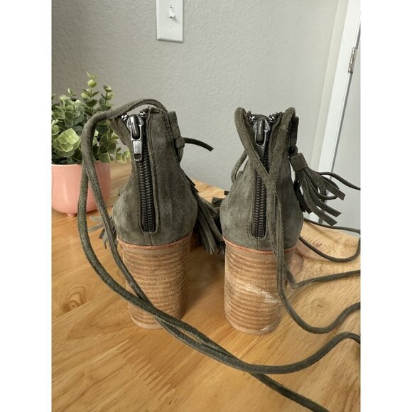 Jeffrey Campbell Linares Lace Up Strappy Green Stacked Sandal Boho Festival 8.5 - Picture 6 of 7
